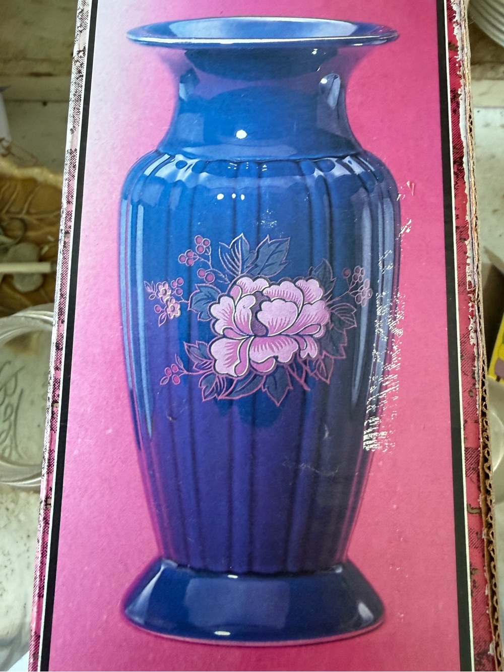 Blue Floral Ceramic Vase - Home Accents